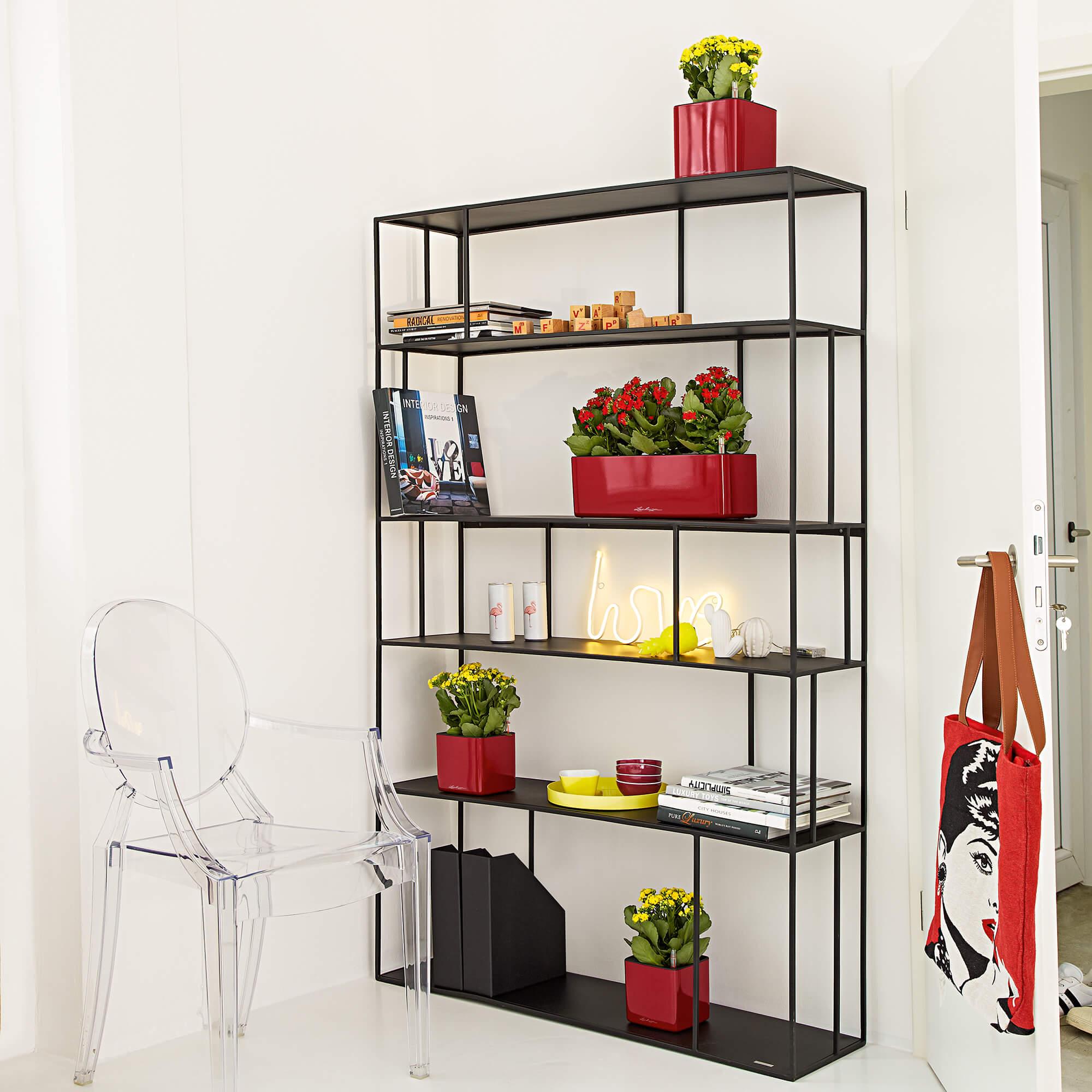 LECHUZA planter CUBE Glossy Triple charcoal, 40x14x14cm